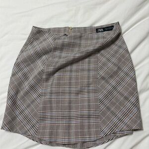 Zara Plaid Skirt in Brown and Black